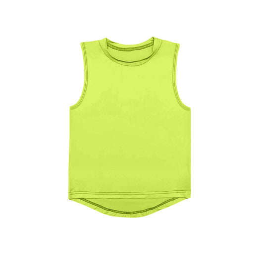 preorder GT0998 Pure Yellow Green Yoga Milk Silk Sleeveless Top Shirts Girls Boutique Outfits 202503