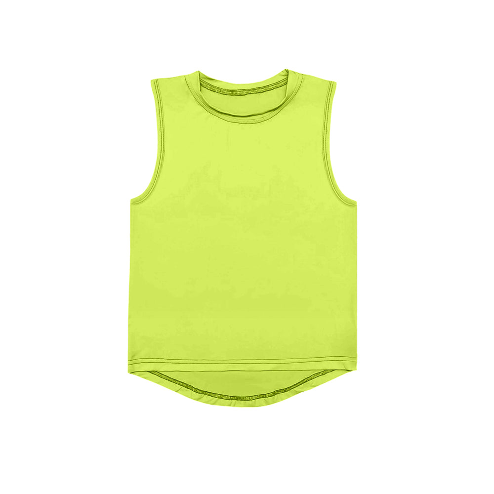 preorder GT0998 Pure Yellow Green Yoga Milk Silk Sleeveless Top Shirts Girls Boutique Outfits 202503