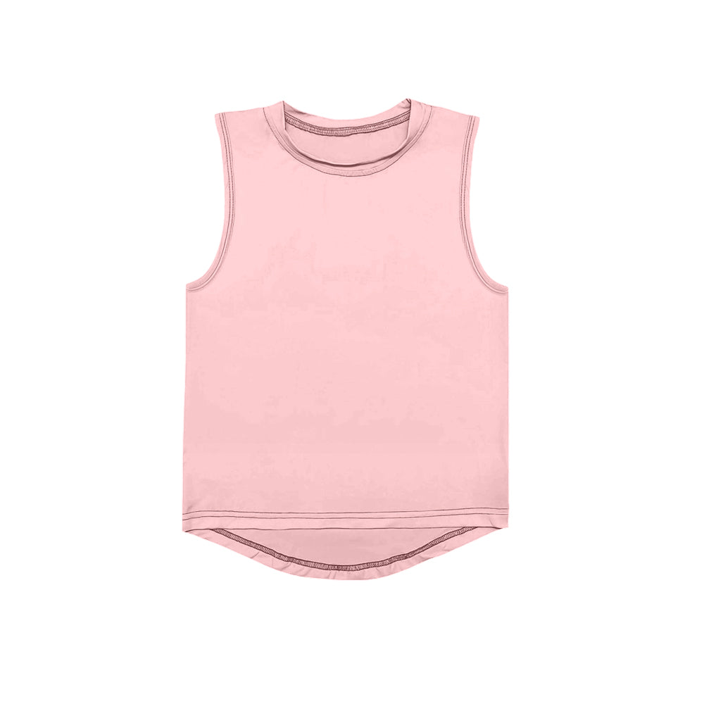 preorder GT0999 Pure Light Pink Yoga Milk Silk Sleeveless Top Shirts Girls Boutique Outfits 202503