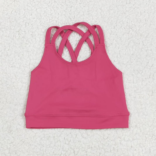 GT1010 Pure Rose Red Yoga Milk Silk Halter Vest Girls Boutique Outfits 202506 RTS