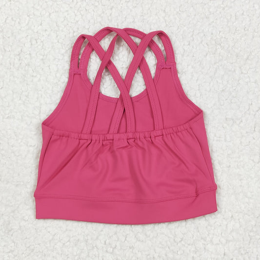 GT1010 Pure Rose Red Yoga Milk Silk Halter Vest Girls Boutique Outfits 202506 RTS