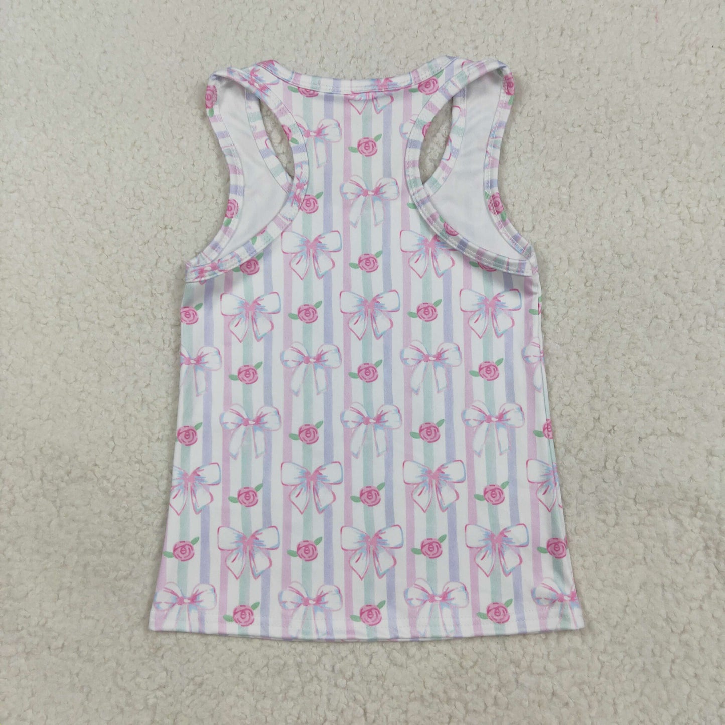 GT1014 Flower Bows Blue Pink Sleeveless Vest Yoga Shirts Girls Boutique clothes  202507 RTS