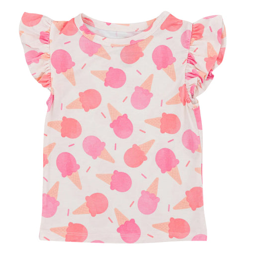 preorder GT1024 Ice Cream Pink Fly Sleeve Top Shirts Girls Boutique clothes  202504