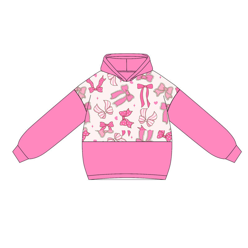 Preorder GT1033 Girls Love Bow Rose Red Hoodie Long Sleeve Top 202505