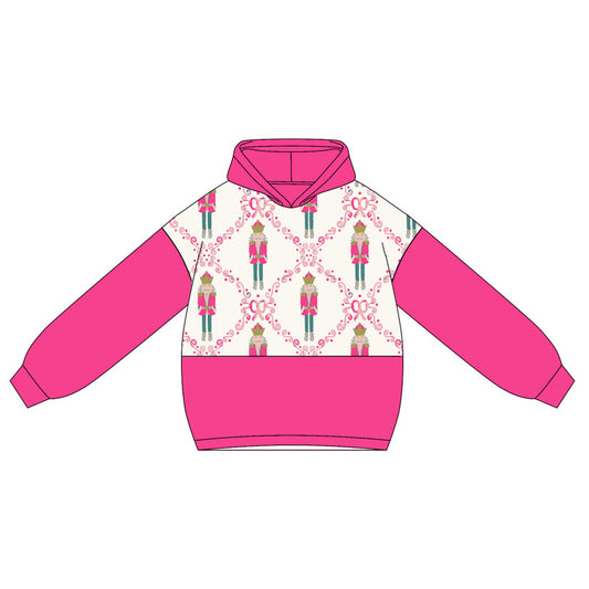 Preorder GT1043 Girls  Nutcracker Plaid Rose Red Hooded Long Sleeve Top 202505