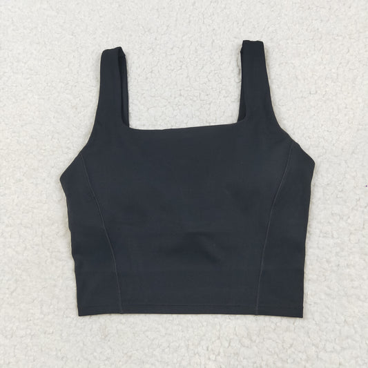 GT1050  Pre-Order Adult Women's Black Square Neck Yoga Vest 202506 Local Warehouse