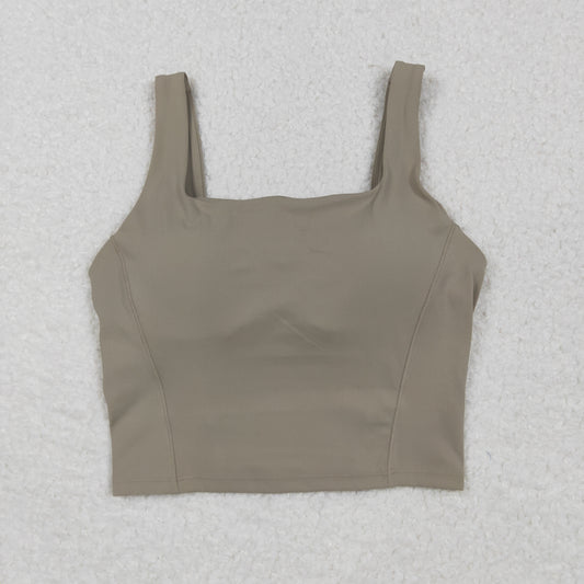 GT1057 Pre-Order Adult Women's Light Brown Green Yoga Vest 202506 Local Warehouse