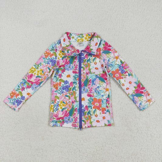 GT1061 Girls Boutique Yoga Clothes Rose Red Flower Stand-Up  Zippy Long Sleeve Top 202507 RTS