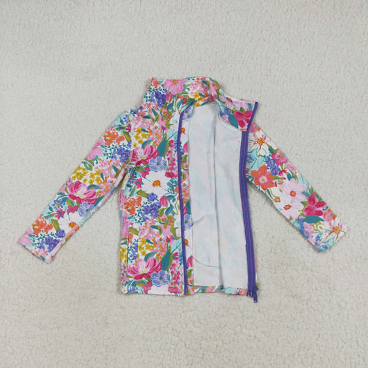 GT1061 Girls Boutique Yoga Clothes Rose Red Flower Stand-Up  Zippy Long Sleeve Top 202507 RTS