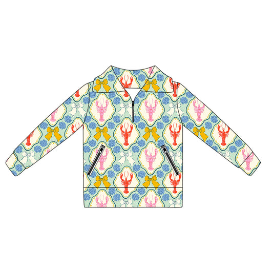 preorder GT1063 Girls Boutique Yoga Clothes Crayfish Bows Stand-Up Zippy Long Sleeve Top 202505