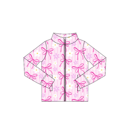 preorder GT1079 Girls Boutique Yoga Clothes Rose Red Bows Zippy Long Sleeve Top 202506
