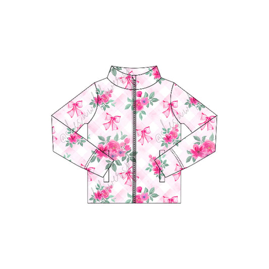 preorder GT1081 Girls Boutique Yoga Clothes Flower Pink Zippy Long Sleeve Top 202506