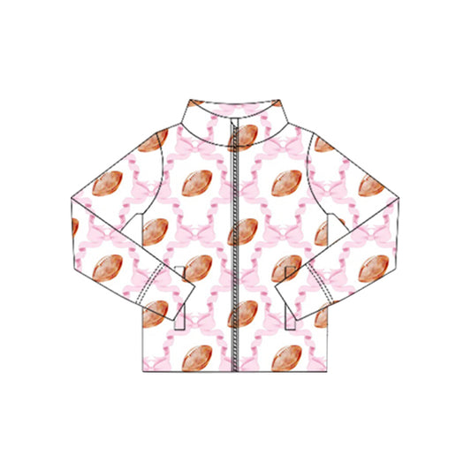 preorder GT1088  Girls Boutique Rugby Pink Bow Yoga Zip-Up Long Sleeve Top 202506