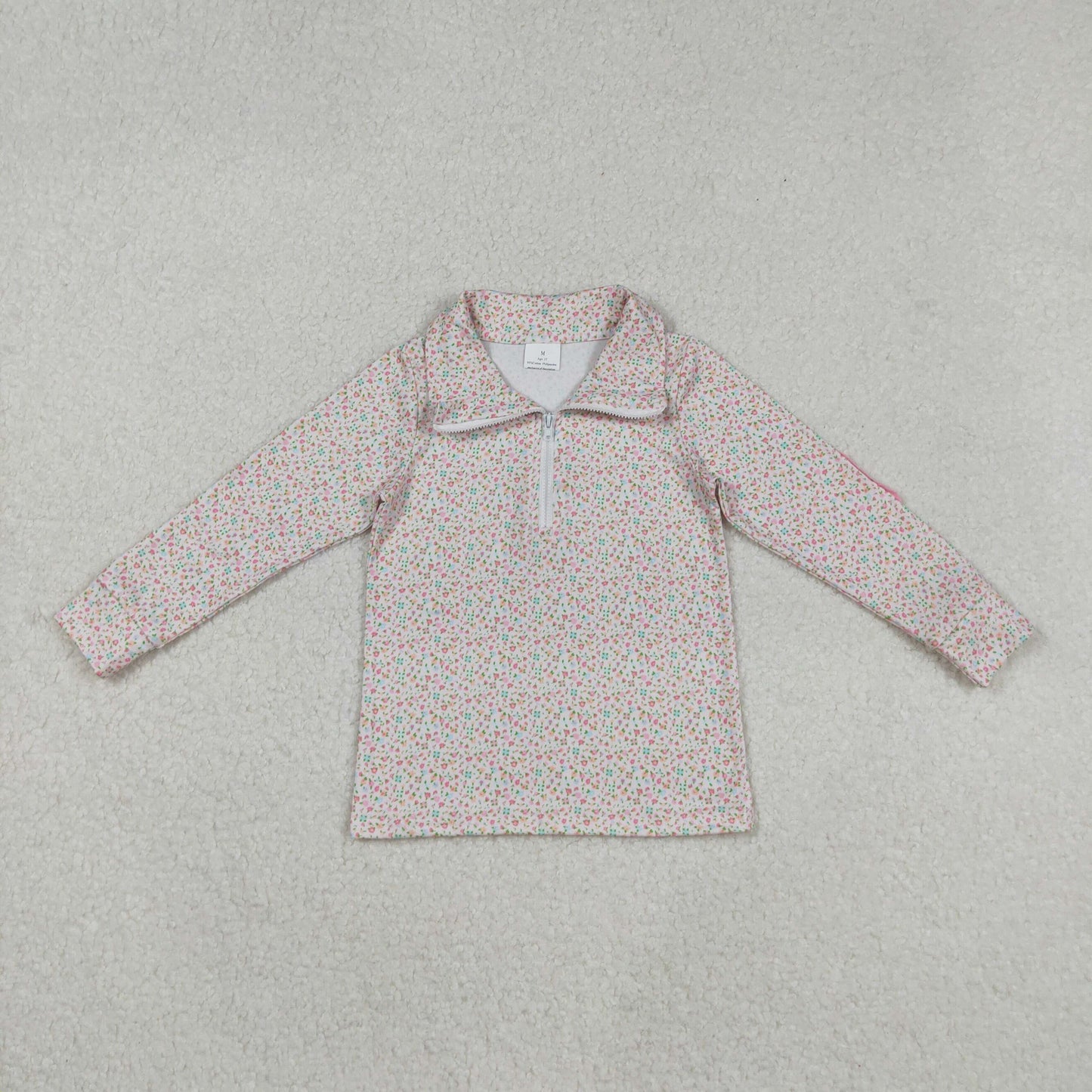 GT1145 Floral Pink Zippy Collar Long Sleeve Girls Tops 202509 RTS