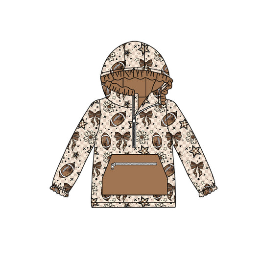Preorder GT1152 Rugby Bows Star Hooded Long Sleeve Girls Tops 202508