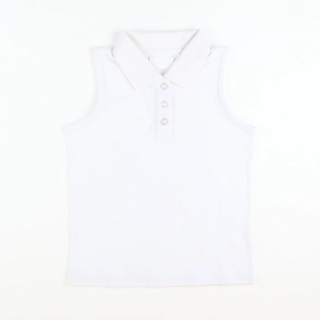 preorder GT1156 Girls Boutique Pure White Polo Sleeveless Yoga Top 202508