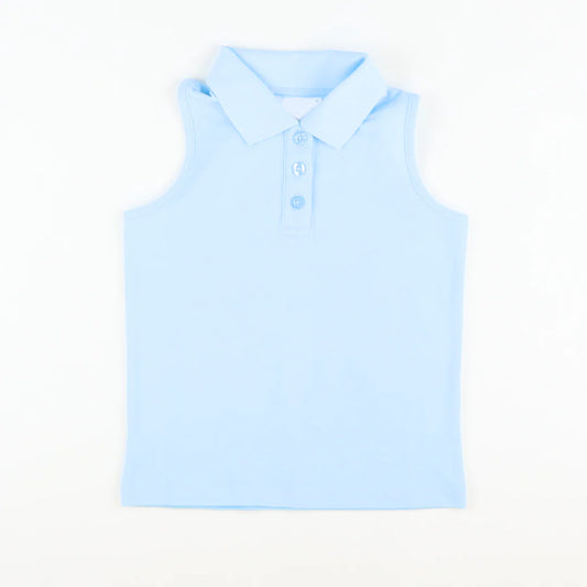 preorder GT1158 Girls Boutique Pure Light Blue Polo Sleeveless Yoga Top 202508