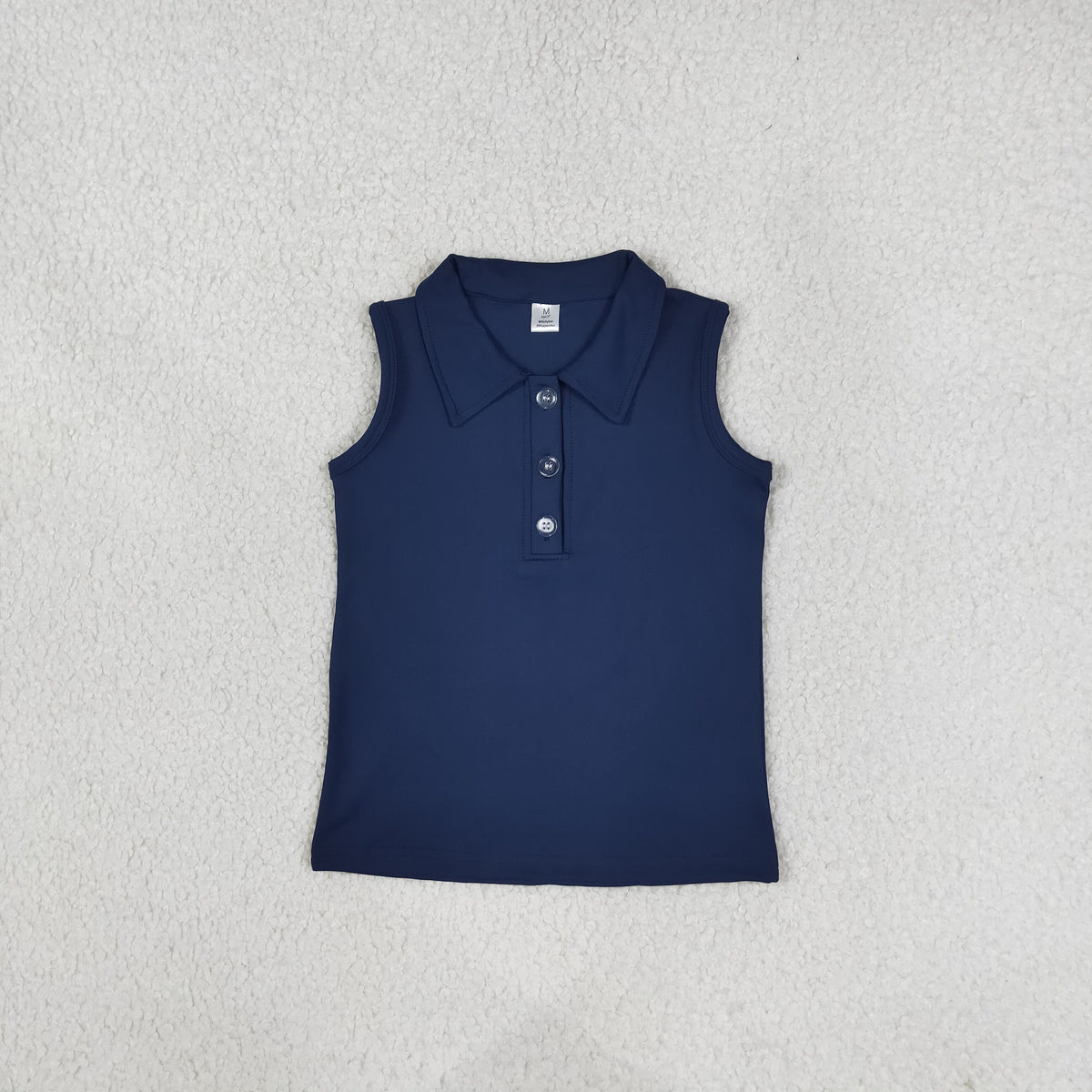 GT1159 Tennis Buttons Polo Solid Color Yoga Navy Kids Girls Shirt Top