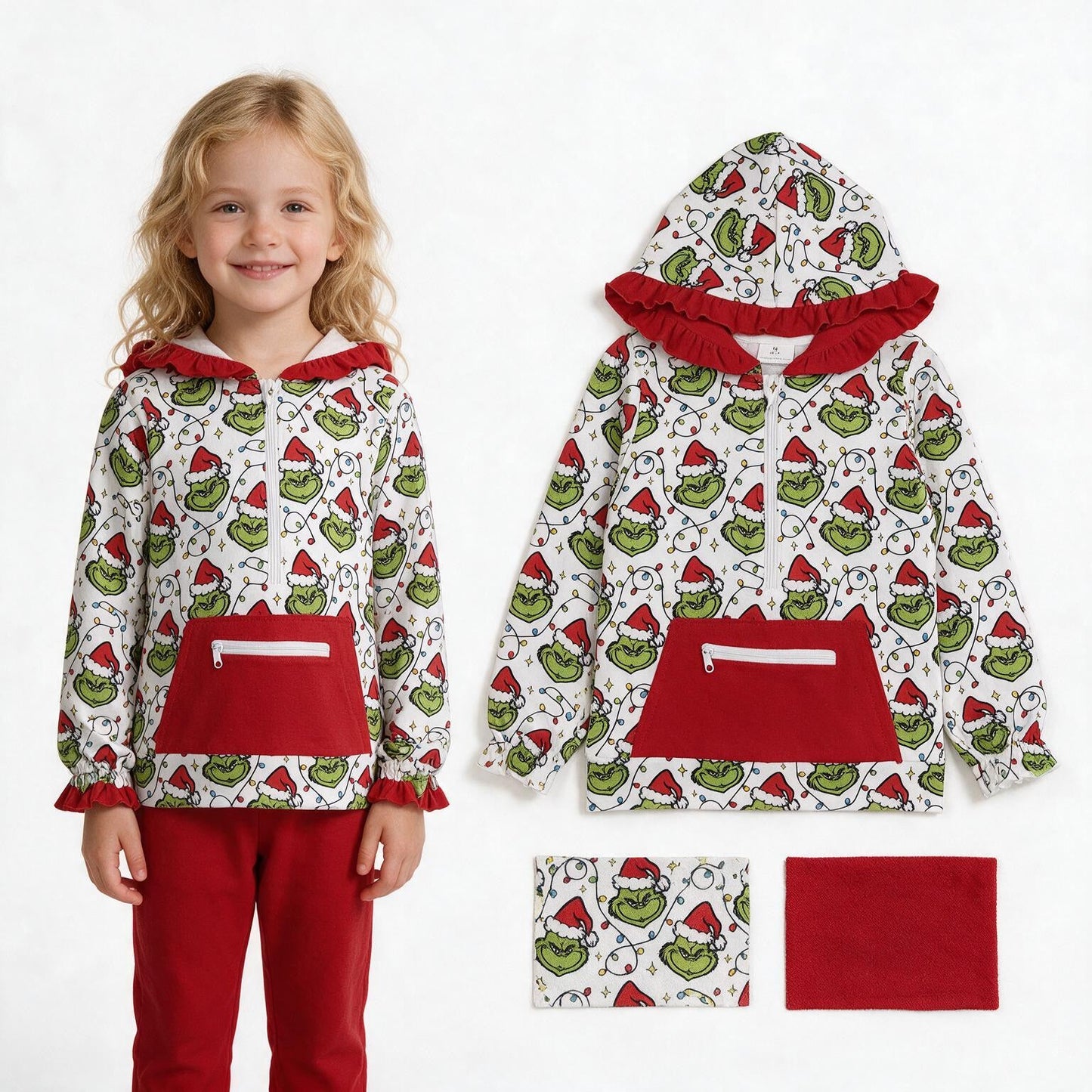 GT1163 RTS toddler girl clothes cartoon girl christmas winter top hoodies jacket