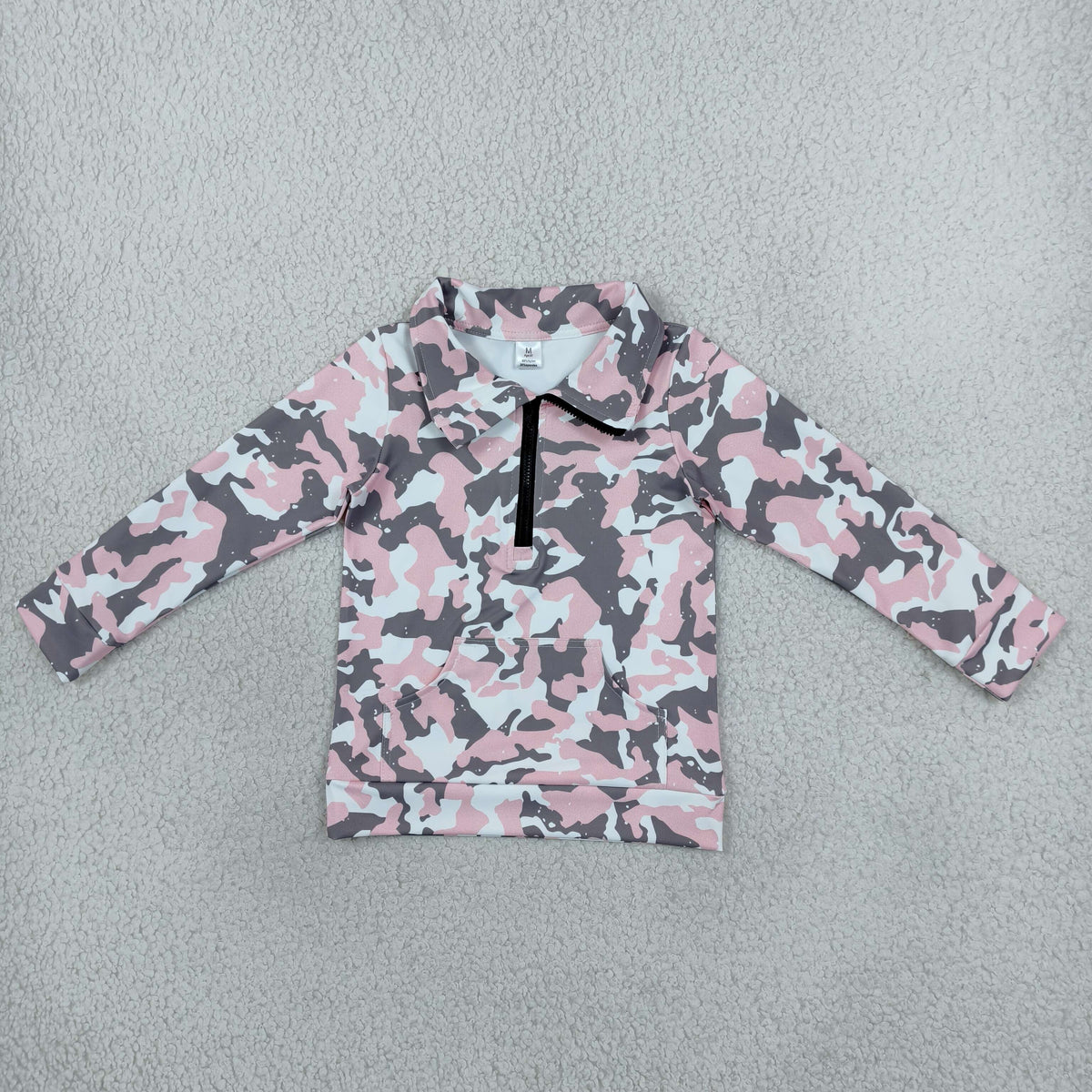 GT1178 Hunting Camo Pink Zipper Yoga Kids Girls Pullover