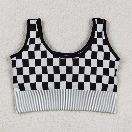 Free Shipping Over 2 KG + GT1190 Adult Female Black White Plaid Vest High Quality
