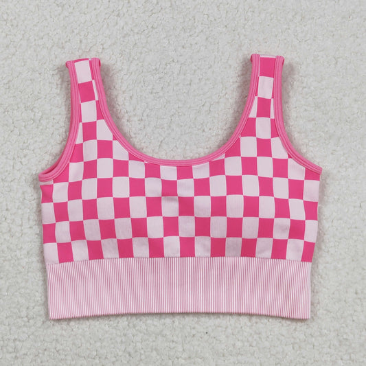 Free Shipping Over 2 KG + GT1190 Adult Female Pink White Plaid Vest High Quality