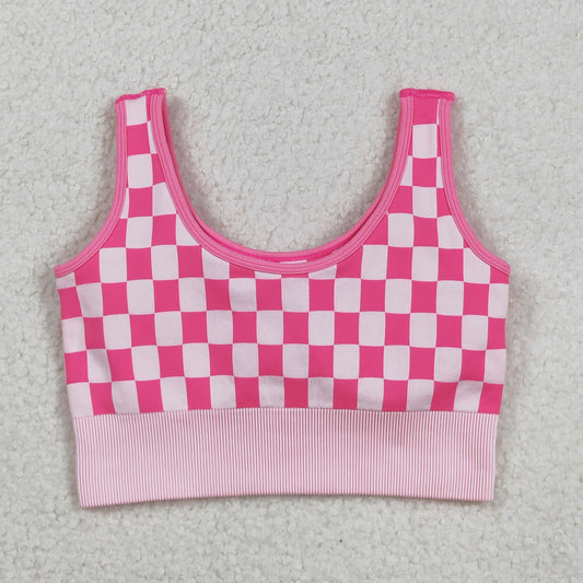 Free Shipping Over 2 KG + GT1190 Adult Female Pink White Plaid Vest High Quality