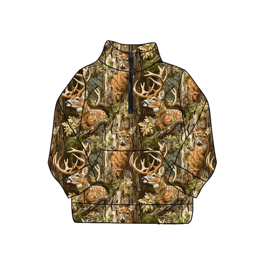 MOQ 8 GT1213 preorder Adult female Deer Hunting Camouflage Zipper Collar Long Sleeve Yoga Top 202509