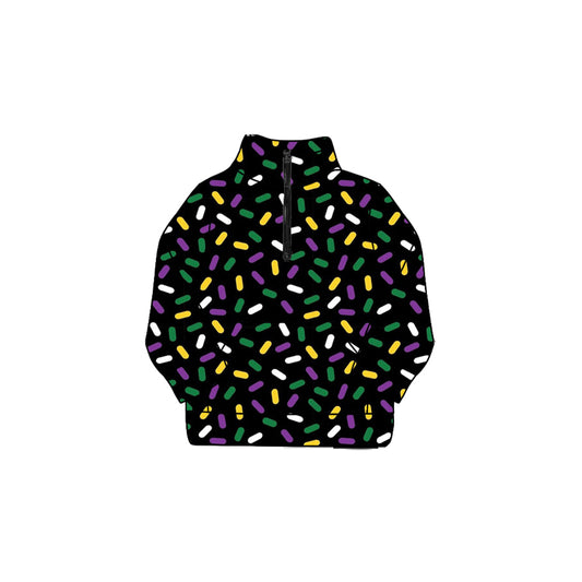 MOQ 8 Preorder GT1220 Mardi Gras Ice Cream Drip Clothes Zip up Collar Long Sleeve Girls Yoga Tops 202509