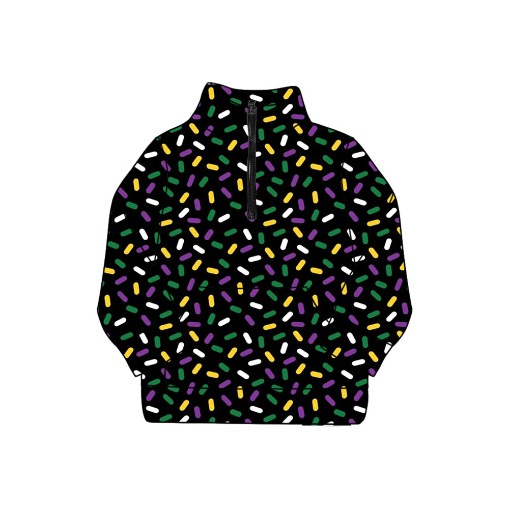 MOQ 8 GT1221 preorder Adult female Mardi Gras Ice Cream Drip Clothes Zipper Collar Long Sleeve Yoga Top 202509