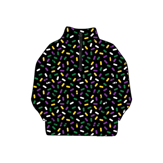 MOQ 8 GT1221 preorder Adult female Mardi Gras Ice Cream Drip Clothes Zipper Collar Long Sleeve Yoga Top 202509