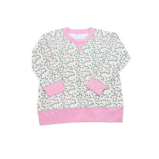 MOQ  8 preorder GT1224 Bow Leaf Pink White Long Sleeve Girls Top 202509