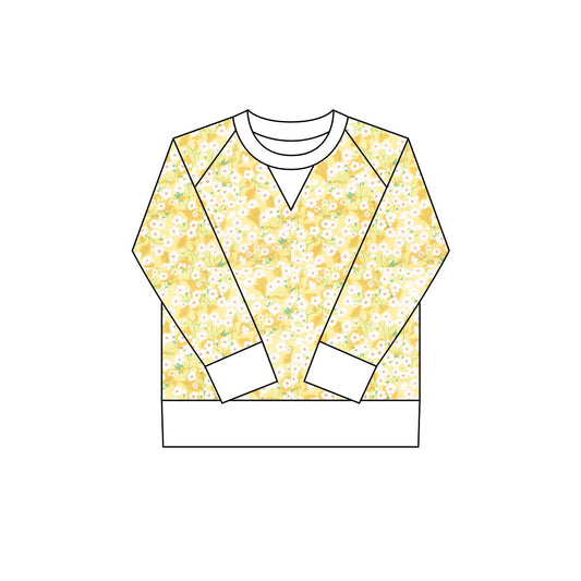 MOQ 8 Preorder GT1290 Floral Yellow Long Sleeve Girls Yoga Tops 202510