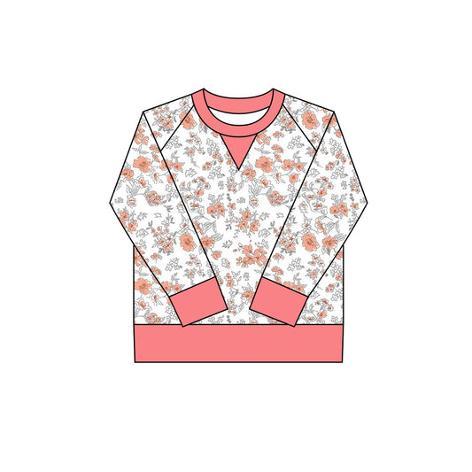 MOQ 8 Preorder GT1291 Flower Pink White Long Sleeve Girls Yoga Tops 202510