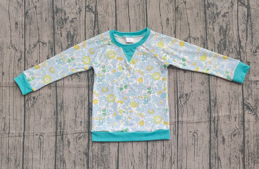 NO MOQ Preorder GT1294 Floral Blue Green Long Sleeve Girls Yoga Tops 202511
