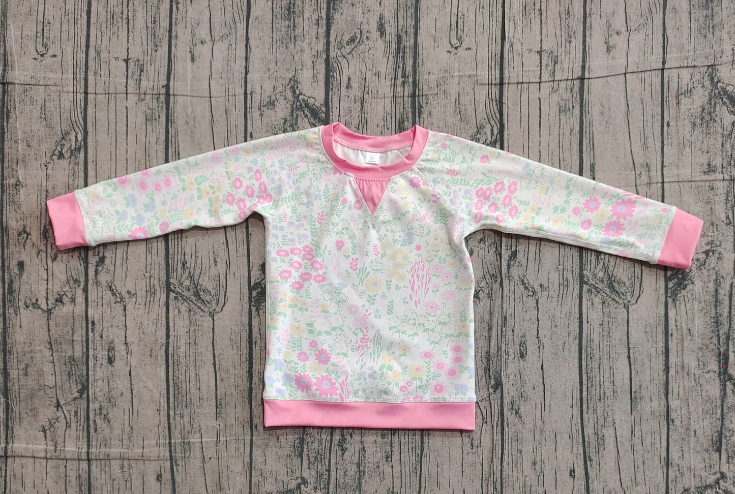 No MOQ Preorder GT1299 Flower Leaf Pink White Long Sleeve Girls Yoga Tops 202511