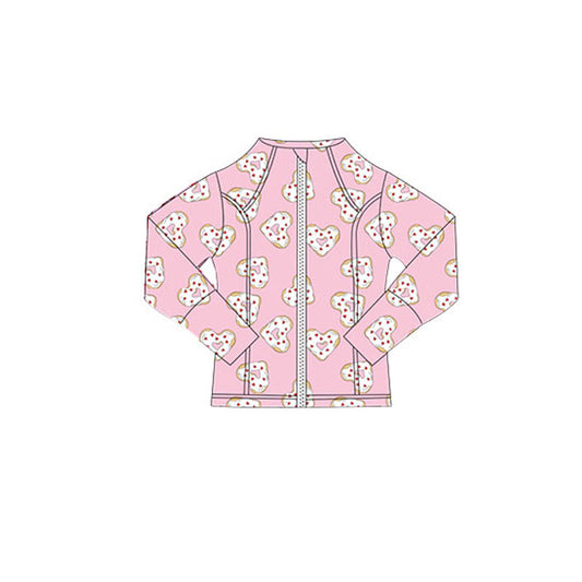 MOQ 5 Preorder GT1348 Valentine's Day Love Pink Zipper Long Sleeve Girls Yoga Tops 202510