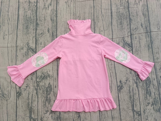 NO MOQ Preorder GT1402 Golf Tour Bus Pink Ruffle Buttons Long Sleeve Girls Tops 202512