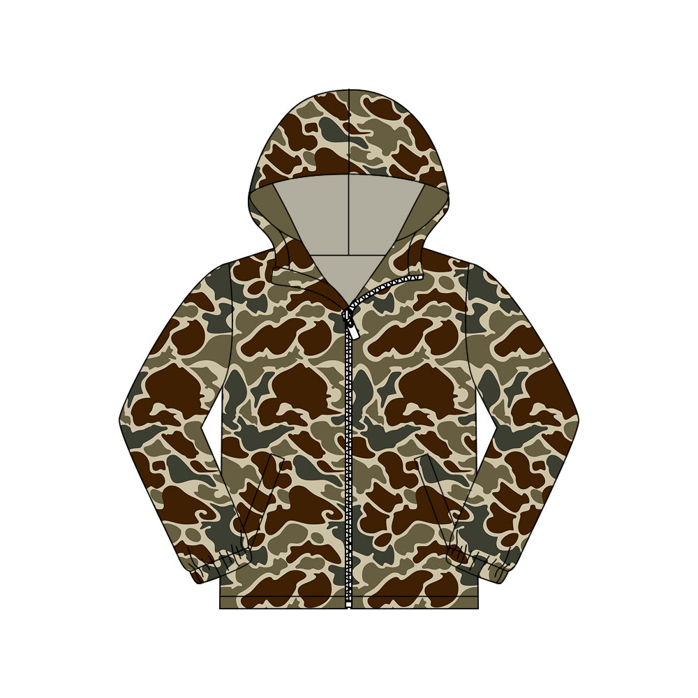 MOQ 5 PCS Preorder GT1431 Adult Female Brown Camouflage Hooded Zipper Long Sleeve Top  202511