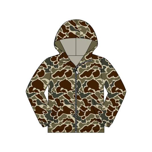 MOQ 5 PCS Preorder GT1431 Adult Female Brown Camouflage Hooded Zipper Long Sleeve Top  202511