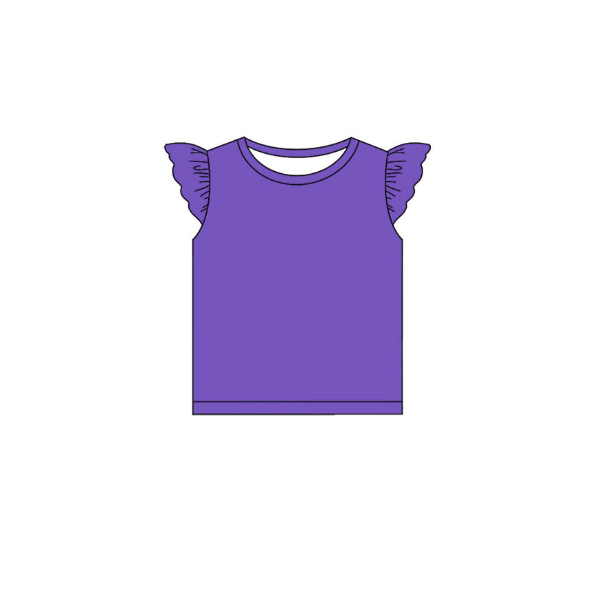 MOQ 5 PCS Preorder GT1433 Solid Blue Purple Flying Sleeve Girls Tops 202511