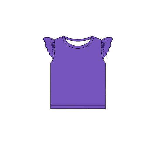 MOQ 5 PCS Preorder GT1433 Solid Blue Purple Flying Sleeve Girls Tops 202511