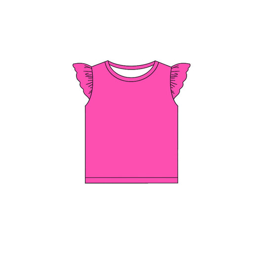 MOQ 5 PCS Preorder GT1434 Solid Rose Red Flying Sleeve Girls Tops 202511