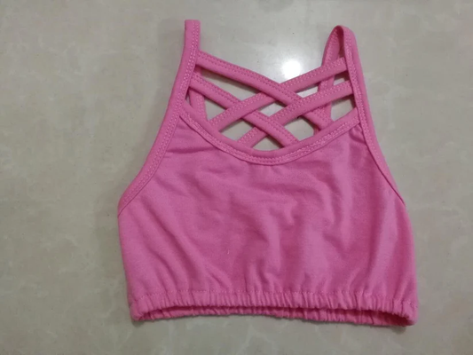 MOQ 5 PCS Preorder GT1441 Solid Rose Red Sports Vest Girls Yoga Top 202511
