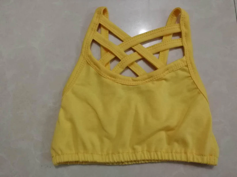 MOQ 5 PCS Preorder GT1443 Solid Yellow Sports Vest Girls Yoga Top 202511