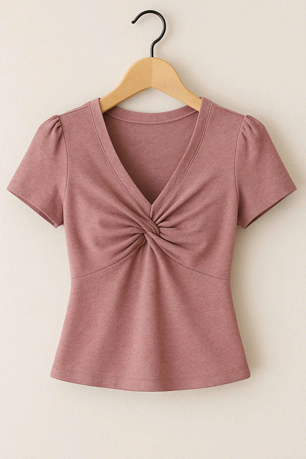 MOQ 5 PCS Preorder GT1448 Solid Lotus Root Pink V-Neck Knotted Short Sleeve Girls Yoga Top 202511