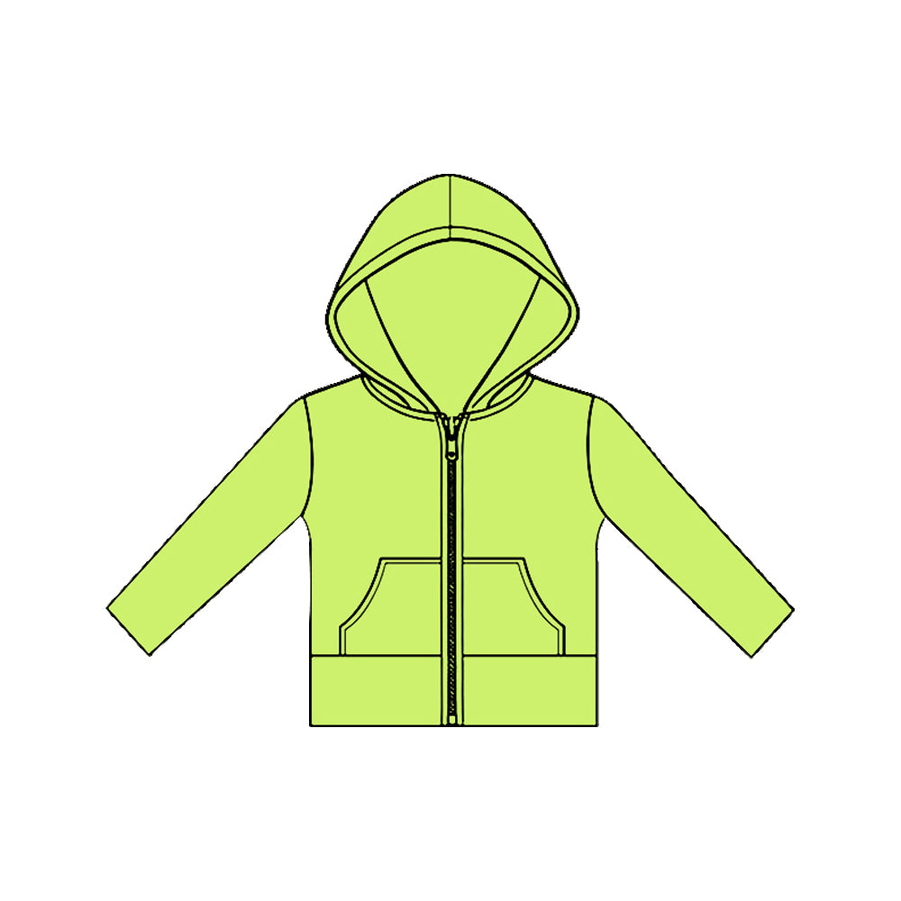 MOQ 5 PCS Preorder GT1470 Solid Green Pocket Zipper Hooded Long Sleeve Girls Yoga Tops 202511