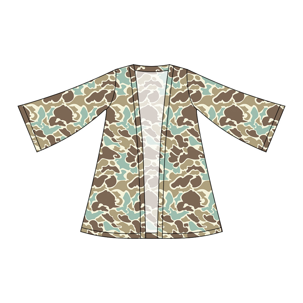 MOQ 5 PCS Preorder GT1499 Blue Green Brown Camouflage Cardigan Long Sleeve Girls Tops 202511