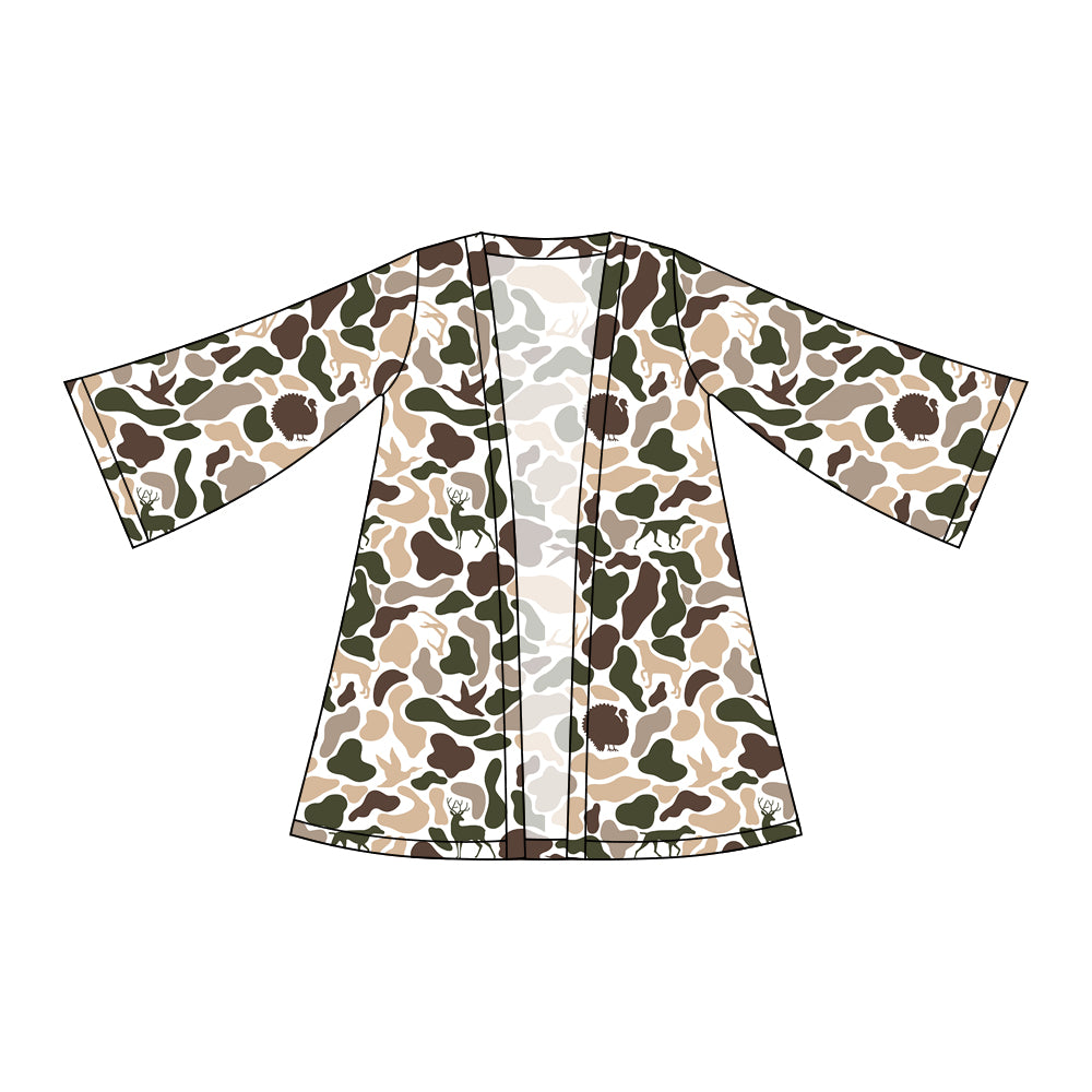 MOQ 5 PCS Preorder GT1501 Puppy Deer Duck Hunting Beige Green Camouflage Cardigan Long Sleeve Girls Tops 202511