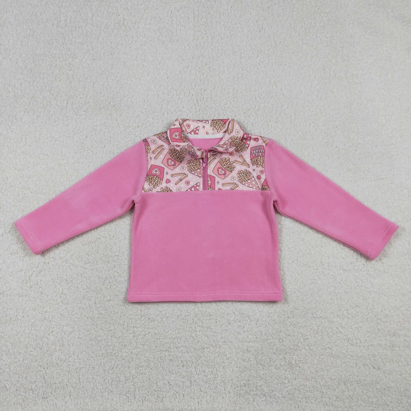 GT1504 Valentines Day Pink Plush Long Sleeve Girls Tops 202512 RTS